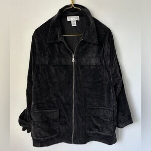 Vintage Norton Studio Faded Black Retro Grunge Corduroy Zip Up Jacket Women’s 14